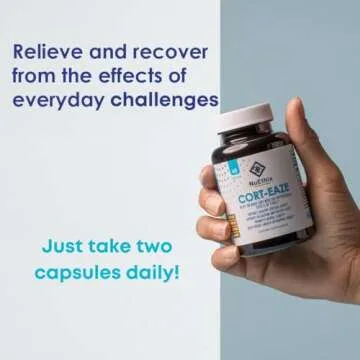 NuEthix Formulations Cort-Eaze - Cortisol Supplement - Health Support Supplement with Ashwagandha, L-Theanine & Rhodiola Rosea - Relaxation and Deep Sleep, 60 Capsules, 30 Servings