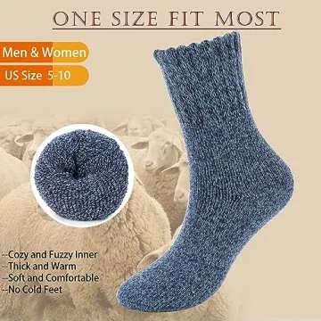 MOSOTECH 5 Pairs Womens Wool Socks, Thick Warm Cozy Crew Winter Socks Boot Socks Thermal Gifts Socks, Size 5-10