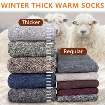 MOSOTECH 5 Pairs Womens Wool Socks, Thick Warm Cozy Crew Winter Socks Boot Socks Thermal Gifts Socks, Size 5-10