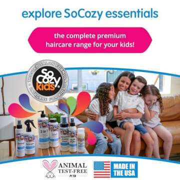 SoCozy Kids 3-in-1 Shampoo, Conditioner & Body Wash - All in 1 Shower & Bath Shampoo, Conditioner & Soap Combo - Cleanses & Moisturizes w/ No Parabens, Sulfates, Synthetic Colors or Dyes (10.5 fl oz)