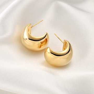 14K Gold Chunky Hoop Earrings Hypoallergenic Eco-Friendly