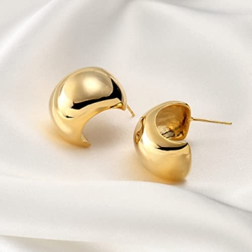 14K Gold Chunky Hoop Earrings Hypoallergenic Eco-Friendly