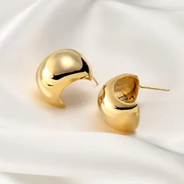 14K Gold Chunky Hoop Earrings Hypoallergenic Eco-Friendly