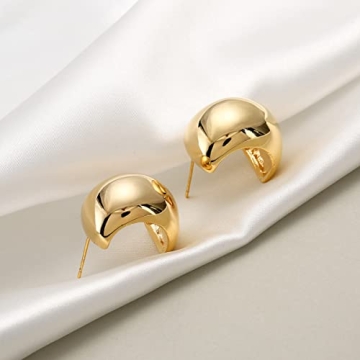 14K Gold Chunky Hoop Earrings Hypoallergenic Eco-Friendly