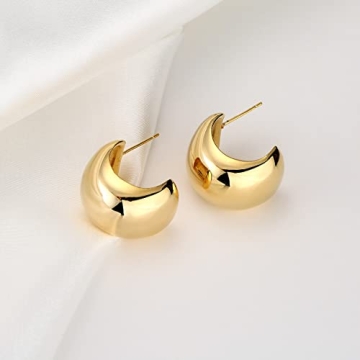 14K Gold Chunky Hoop Earrings Hypoallergenic Eco-Friendly