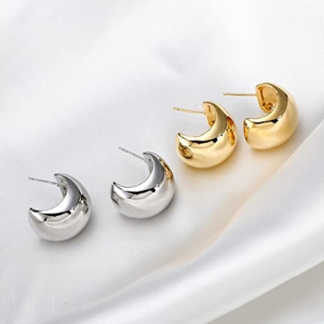 14K Gold Chunky Hoop Earrings Hypoallergenic Eco-Friendly