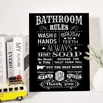 Bathroom Rules Canvas Wall Art UV Resistant Ready to Hang