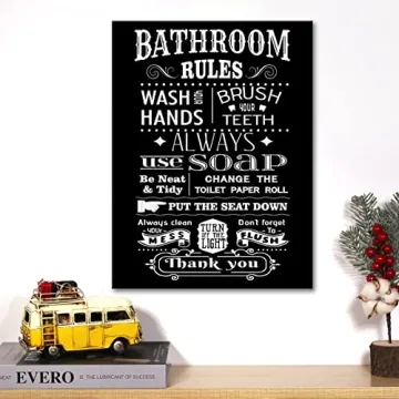 Bathroom Rules Canvas Wall Art UV Resistant Ready to Hang