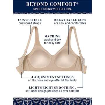 Vanity Fair Wireless Bra for Comfort & Support - Sizes S-3XL