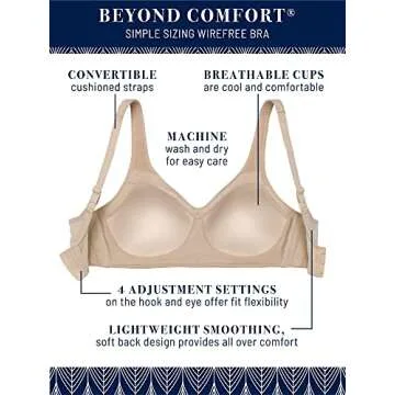 Vanity Fair Wireless Bra for Comfort & Support - Sizes S-3XL