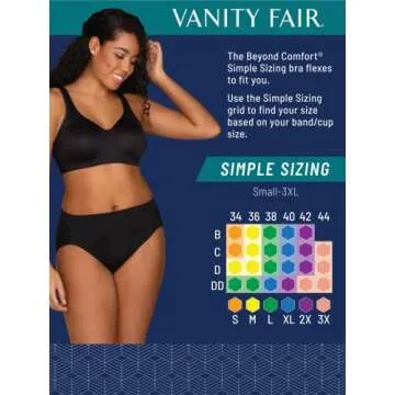 Vanity Fair Wireless Bra for Comfort & Support - Sizes S-3XL