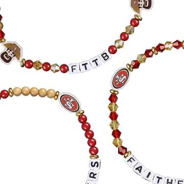 FOCO Unisex Adult NFL Team Logo Officially Licensed 3-Pack Beaded Friendship Bracelet, Gems