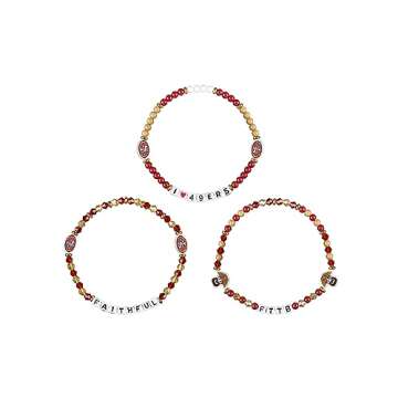 FOCO Unisex Adult NFL Team Logo Officially Licensed 3-Pack Beaded Friendship Bracelet, Gems
