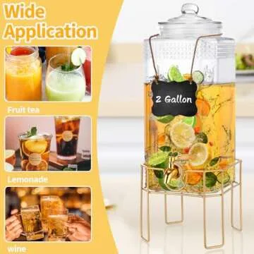 2 Gallon Elegant Glass Drink Dispenser with Stand