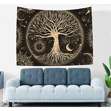 Tree of Life Tapestry | Sun Moon Stars Wall Art