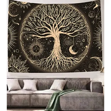 Tree of Life Tapestry | Sun Moon Stars Wall Art