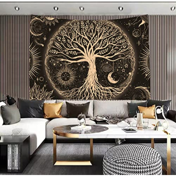 Tree of Life Tapestry | Sun Moon Stars Wall Art