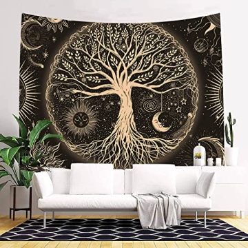 Tree of Life Tapestry | Sun Moon Stars Wall Art