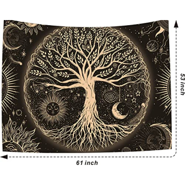 Tree of Life Tapestry | Sun Moon Stars Wall Art
