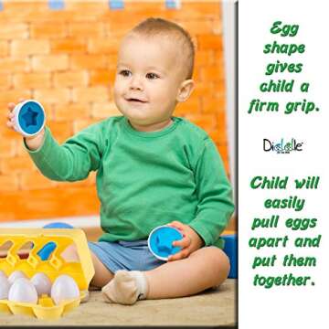 Color & Shapes Matching Egg Toy - Shape Sorting & Color Recognition Learning Toy for Toddlers - Preschool Game - Montessori Education - Easter Eggs