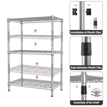 SINGAYE 3 Shelves Storage Wire Shelving Unit Adjustable for Laundry Bathroom Kitchen Office Pantry Room Organizers Closet Metal Garage 11.5" D x 21.5" W x 23" H Silver