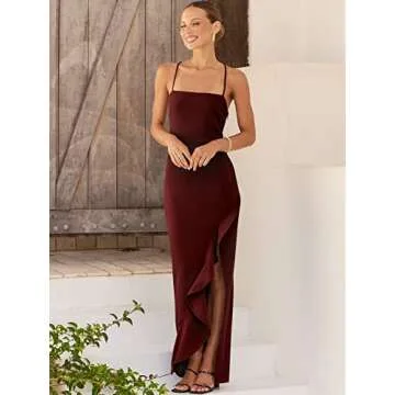 Elegant ANRABESS Fuchsia Bodycon Maxi Dress for Weddings