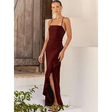 Elegant ANRABESS Fuchsia Bodycon Maxi Dress for Weddings