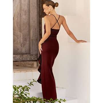 Elegant ANRABESS Fuchsia Bodycon Maxi Dress for Weddings