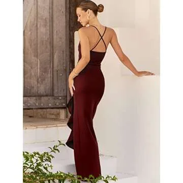 Elegant ANRABESS Fuchsia Bodycon Maxi Dress for Weddings