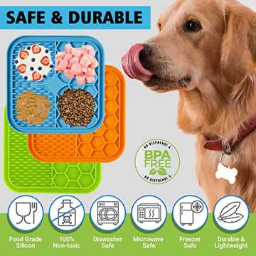 Kwispel Lick Mat for Dogs, Dog Lick Mat with Suction Cups for Anxiety, Peanut Butter Dog Licking Mat Slow Feeder Dispensing Treater Lick Pad for Dogs Cats Grooming Bathing and Training (Small Orange)