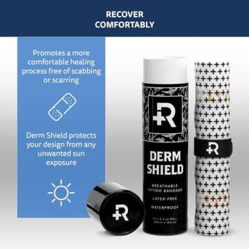 Recovery Aftercare Derm Shield Tattoo Aftercare Bandage Roll - Waterproof Adhesive Bandages, Transpa...