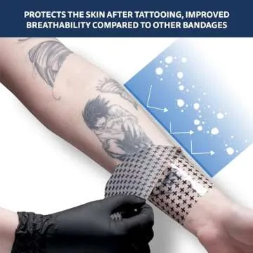Recovery Aftercare Derm Shield Tattoo Aftercare Bandage Roll - Waterproof Adhesive Bandages, Transparent Matte Film - 8 Inches x 2 Yards