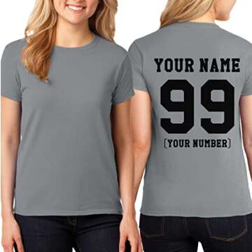 TEEAMORE Men Women Custom T Shirt Add Your Text Design Your Own Back Side Shirt Gravel