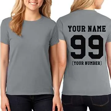 TEEAMORE Men Women Custom T Shirt Add Your Text Design Your Own Back Side Shirt Gravel