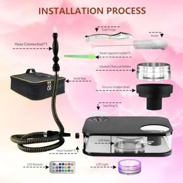 Compact QIQICI Portable Hookah Set with LED Light