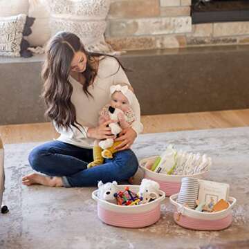 NaturalCozy 3-Piece Oval Storage Basket Set