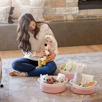 NaturalCozy 3-Piece Oval Storage Basket Set
