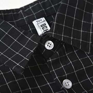 OCHENTA Toddler Boys Plaid Flannel Button Down Shirt Long Sleeve Casual Dress Tops Black 90CM - 18M