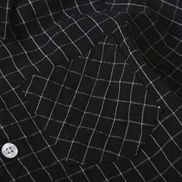 OCHENTA Toddler Boys Plaid Flannel Button Down Shirt Long Sleeve Casual Dress Tops Black 90CM - 18M