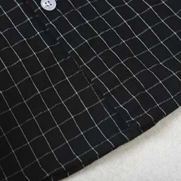 OCHENTA Toddler Boys Plaid Flannel Button Down Shirt Long Sleeve Casual Dress Tops Black 90CM - 18M