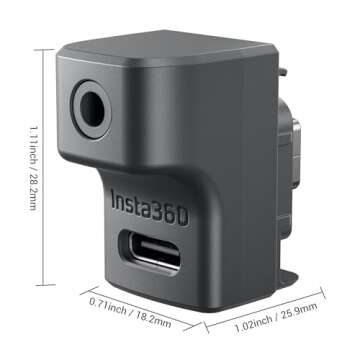 CYNOVA Insta 360 Ace Pro 2 Mic Adapter for insta360 Ace Pro 2 Accessories, External Microphones Type-C and 3.5mm Audio Ports Compatible with insta360 Pro 2 / insta360 Ace Pro