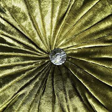 Elero Round Throw Pillow Velvet Chair Cushion Soft Pleated Pumpkin Round Pillow Decorations for Home Car Olive Green