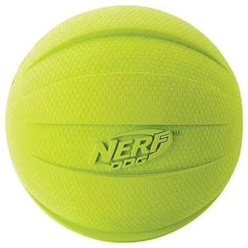 Nerf Dog Rubber Ball Dog Toy with Squeaker, Lightweight, Durable and Water Resistant, 4 Inch Diameter for Medium/Large Breeds, Single Unit, Green