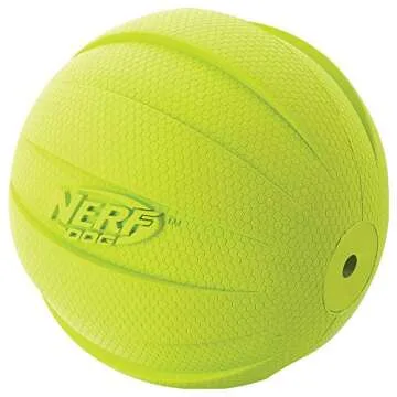 Nerf Dog Rubber Ball Dog Toy with Squeaker, Lightweight, Durable and Water Resistant, 4 Inch Diameter for Medium/Large Breeds, Single Unit, Green