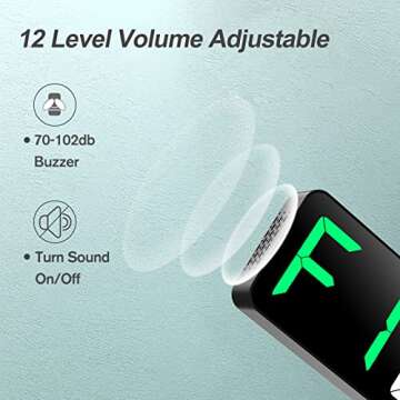 Gym Timer 15" Large LED Display Wall Clock | Interval Workout | Countdown & Up | Stopwatch | 12 Adjustable Volume | 3 Installation Ways | Digital Timer for Fitness Home Garage Gym and Outdoor Sport