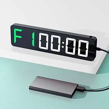 Gym Timer 15" Large LED Display Wall Clock | Interval Workout | Countdown & Up | Stopwatch | 12 Adjustable Volume | 3 Installation Ways | Digital Timer for Fitness Home Garage Gym and Outdoor Sport