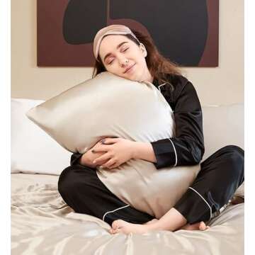 Samring Womens Silk Satin Pajamas Set Two-piece Pj Sets Sleepwear Loungewear Button-Down Pj Sets Bla...