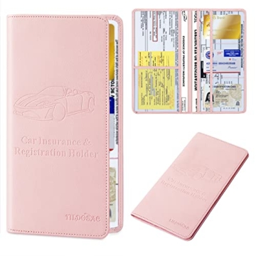 TILDOSAC Pink Leather Car Document Holder - Organize & Protect Your Essentials