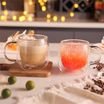 Elegant CNGLASS Double-Walled Glass Coffee Mugs 10oz