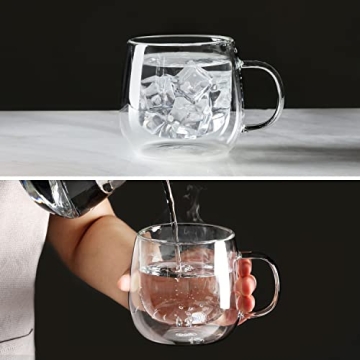 Elegant CNGLASS Double-Walled Glass Coffee Mugs 10oz